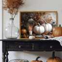 Framed Vintage Fall Pumpkin Canvas Wall Art, Rustic Farmhouse Autumn Paintings Wall Decor, Thanksgiving Pumpkins Pictures Prints Aesthetic Home Decor for Living Room Kitchen Office 16×24 inch