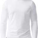 Zengjo Mens Mock Turtleneck Long Sleeve Shirts Thermal Baselayer Lightweight Athletic-Fit Undershirt for Cold Weather Sports (Large, White)