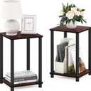 Furinno Turn-N-Tube End Table Corner Shelves, Set of 2, Dark Cherry/Black