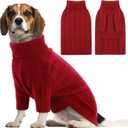 Queenmore Large Dog Sweater - Turtleneck Pullover for Large Dogs, Xmas & Thanksgiving - Knitted Dog Sweater for French Bulldog (Red, L)
