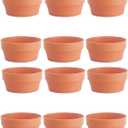 Amosfun 12pcs Imitation Clay Flower Pot Succulent Container Japanese Round Plastic Pot Flower Planter for Indoor and Outdoor Garden Home Decor 4.92 Inch (12.5x10.1cmx2pcs, Orangex2pcs)