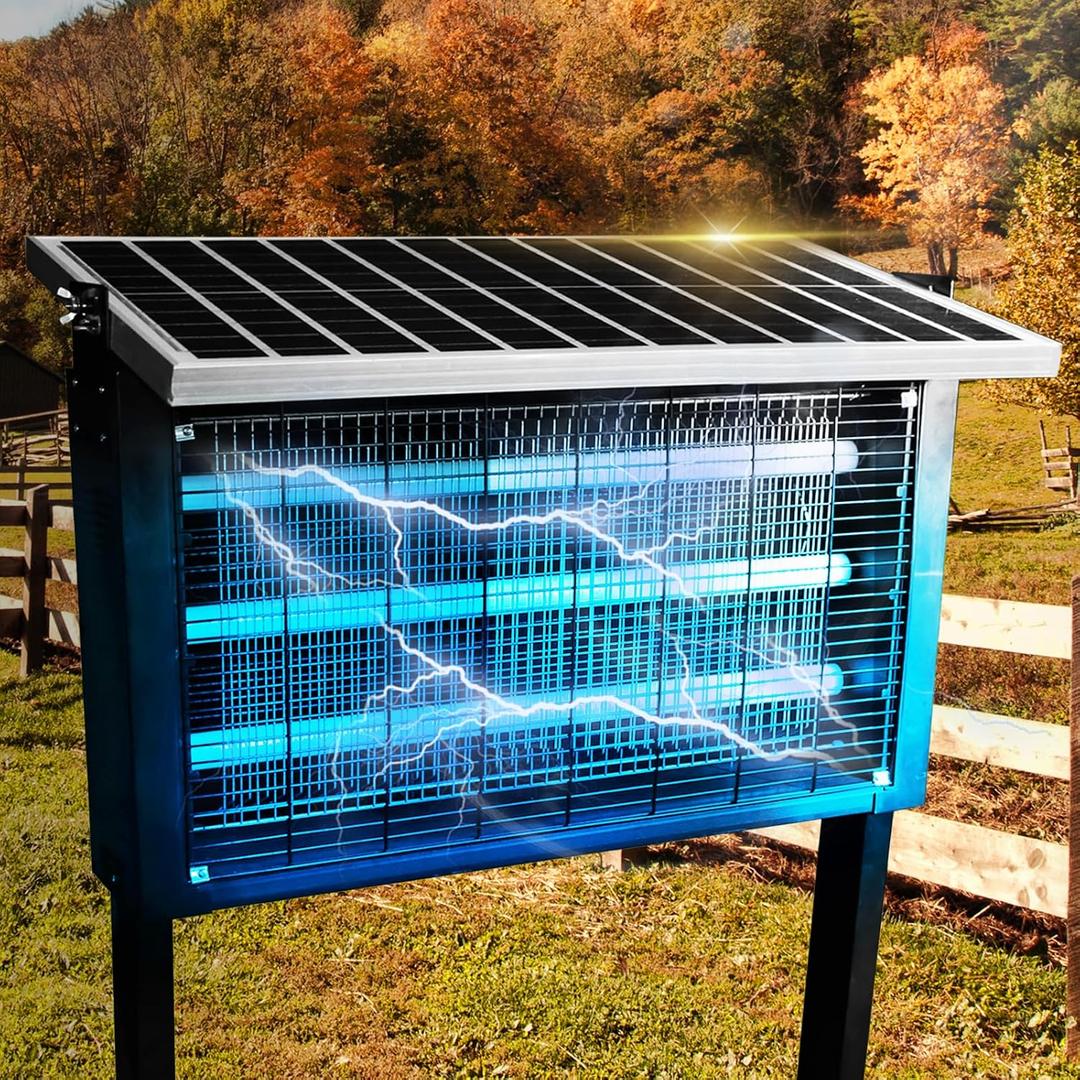 Powerful Super Large Solar Bug Zapper Outdoor for 8000 sq.ft, Rechargeable Solar Mosquito Zapper with High Powered, Outdoor Bug Zapper for Patio Garden Backyard RV Camping with 30W Solar Panel