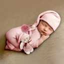 Ylsteed Newborn Photography Outfits Girls Newborn Boy Outfits Photo shoot Costume Set Infant Romper Newborn Photography Props (Elf Hat - Pink)