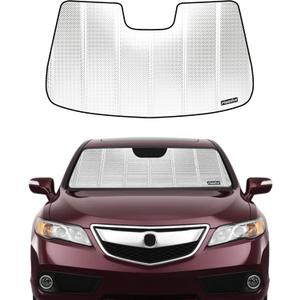 Windshield Sun Shade for Acura RDX 2013-2018 Without Rearview Mirror Mounted Camera. Reflective Aluminum Film Front Window Sunshade - BLAZBLOCK (Classic Shiny Silver)
