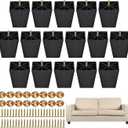 TURSTIN 16 Pack 4 Inch Furniture Legs Plastic Sofa Couch Legs Square Tapered Feet Sofa Legs with M8 TNuts Screws for Legs Sofas Chairs Cabinets Dressers Beds, Black