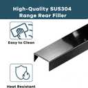 30" Slide-in Range Rear Filler Kit,Range Gap Filler, Stainless Steel Back Gap Cover for Stove, Stove Trim Kit Between Stove and Backsplash. (BLACK 30"x1.5")