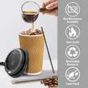 Lamosi 16 oz Disposable Coffee Cups with Lids, 50 Pack Insulated Hot Cups To Go Paper Coffee Cups with Lids and Straws, Corrugated Ripple Wall Cup for Hot Drink, Office, Coffee Bar (Champagne)