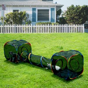 Outdoor Rainbow Cat Enclosures Playground,Outside House for Indoor Cats Include Portable Tent, 2 Way with 2 Cube Tunnel, for Kitty and Small Animals,Within Storage Bag