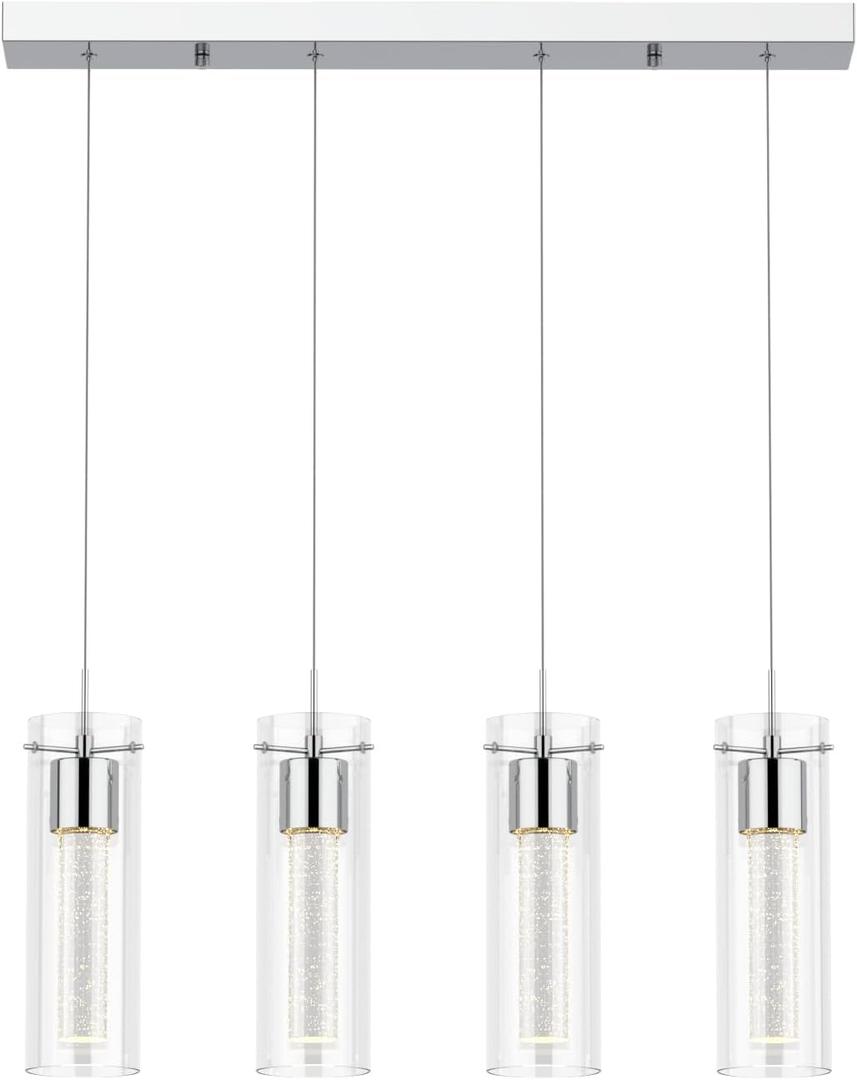 Alice 4-Light Chandelier Pendant Ceiling Light, Integrated Led and Bubble Glass, for Kitchen Island, Hallway, Entryway, Passway, Dining Room, Bedroom, Balcony Living Room