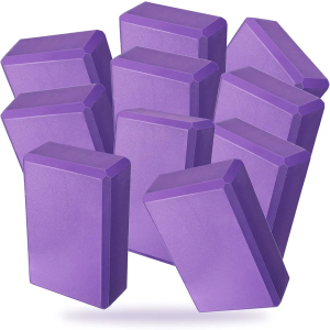 10 Pcs Yoga Blocks Eva Foam Blocks Supportive Yoga Brick Soft Non Slip Gymnastic Blocks Lightweight Dance Blocks for Stretching Accessories for Women, Pilates, Meditation (Purple)