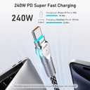 USB C to USB C Cable10ft,240W 2-Pack Braided 180Rotating Type C Charging CableFast Charge for iPhone 16/16Pro/16Plus/16ProMax,MacBook Air,iPad Pro,Pixel,Samsung Galaxy S23/S24 Ultra-Black