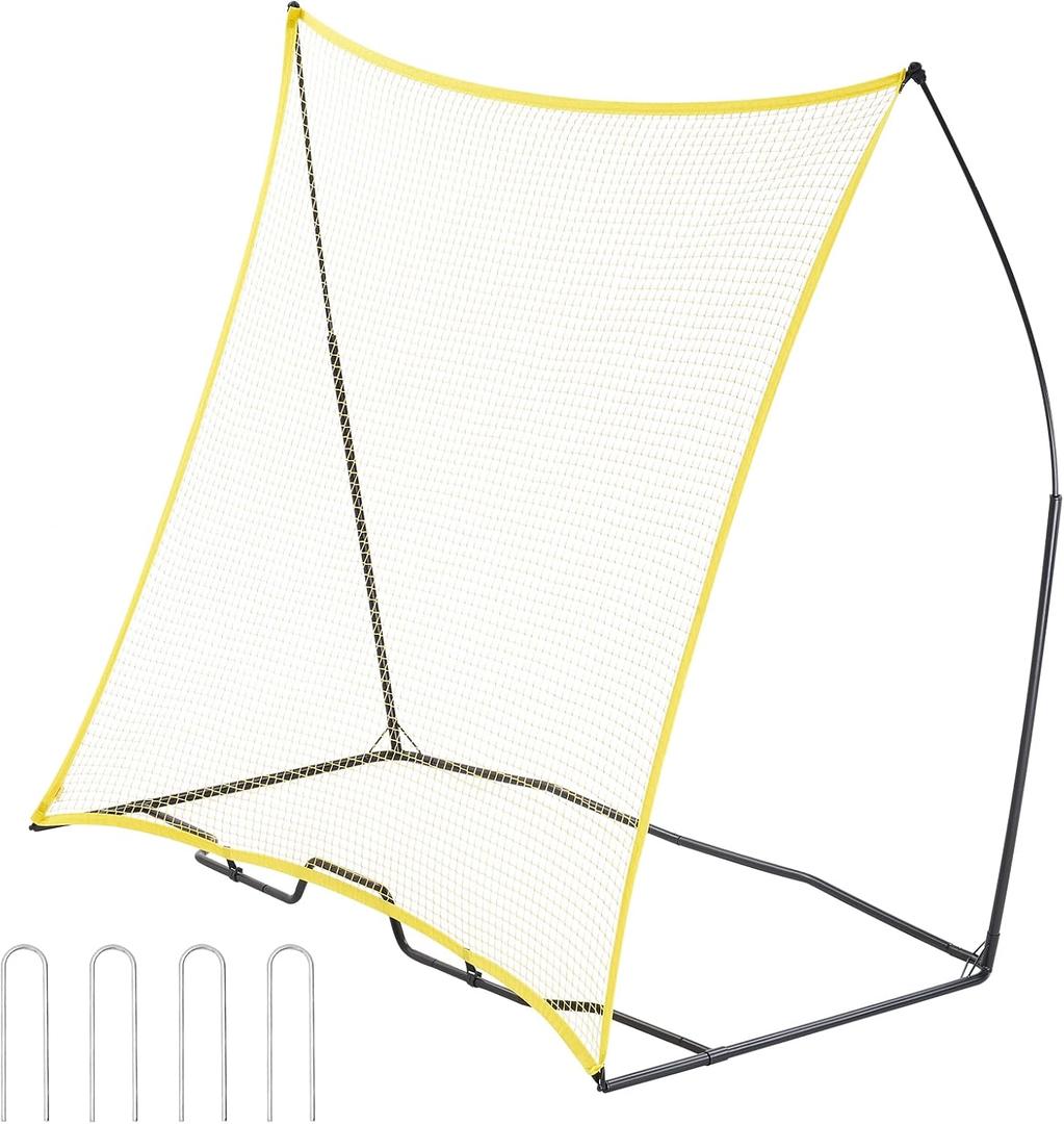VEVOR Soccer TrainerPortable Soccer Rebounder Net, Iron Soccer Practice Equipment, Sports Football Rebounder Wall with Portable Bag, Perfect for Team Solo Training, Passing, Volley (Single Net-7x7ft)