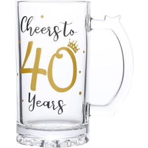 40th Birthday GiftMen and Women Cheering 40th Birthday Beer MugsCheers to the 40th Anniversary Beer Glass40th Birthday Party Wedding Anniversary Decorative Gift, 18 Ounce (Cheers to 40 Years)