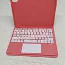 Harvopu Compatible for iPad 11th 10th Generation Case with Keyboard, Folio Cover with Pencil Holder, Multi-Touch Trackpad, 7 Color Backlit, Detachable Keyboard for iPad (A16) 11th/10th Gen (Pink)
