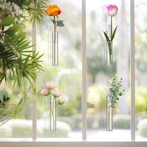 Tioncy 10 Set Window Propagation Stations Plant Propagation Tubes Hanging Stations with Suction Cups Window Vases with 1 Brush for Plant Lovers Hanging Terrarium