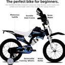 KEANO Motocross Style Kids Bike for Boys Girls Ages 4-7 Years, 16 Inch Bikes with Training Wheels and Number Plate, Toddler Bike Children Bicycles Blue
