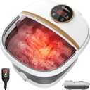 Collapsible Foot Spa Bath with Heat,Foot Massager with Two Side Supports,Leakage Protector,Temperature Control,Bubbles,Red Light,Timer, Feet Spa Tub,Feet Soaker,Gifts (White)