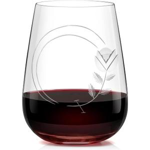 Hand-Blown Crystal Stemless Glasses with Personalized Initial Engravings - 16 Oz Lead-Free Monogram Red Wine Tumblers - Perfect for Wine Connoisseurs and Letter 'Q' Enthusiasts