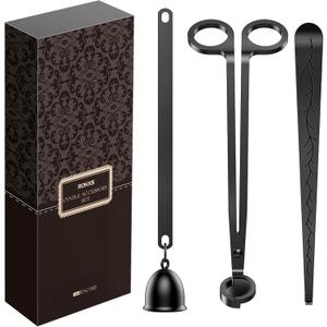 RONXS 3 in 1 Candle Accessory Set, Candle Wick Trimmer Cutter, Candle Snuffer Extinguisher, Wick Dipper with Gift Package for Candle Lover (Black)