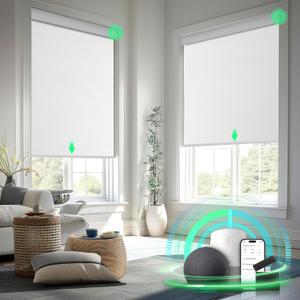 Smart Motorized Blinds with Remote Control, Blackout Roller Shades, Custom Smart Blinds with Valance, Cordless Electric Window Blinds & Automatic Shades(White,38" Wx72 H)