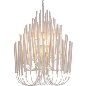 TOCHIC Modern Farmhouse Chandelier for Dining Room 21", Small Vintage White Wood Chandeliers Light for Living Room, Rustic Pendant Lighting Fixture Ceiling Hanging for Foyer Bedroom Entryway