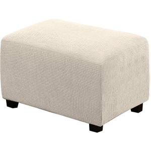 H.VERSAILTEX Ottoman Cover Slipcover Rectangle Fit Length 29'-34' Footrest Sofa Slipcovers Stool Cover Footstool Protector Covers Feature Stretch Thick Jacquard Fabric Removable Washable - Natural (Large)