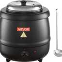 VEVOR Electric Soup Warmer, 10QT Commercial Soup Kettle with 304 Stainless Steel Detachable Insert Pot, 95~176F Adjustable Temperature, Soup Station for Restaurant and Big Family, Black