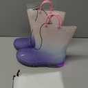 Kids Toddler Rain Boots for Girls Boys Light Up Waterproof Rain Shoes Patterns and Glitter Boot with Easy On Handles (2 Big Kid, Purple Gradient)