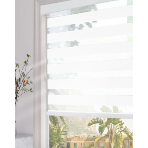 Persilux Blackout Zebra Blinds for Windows (39" W x 72" H, White) Cordless Zebra Shades for Indoor Windows, Sheer Shades Thermal Insulated Blinds with Upgraded Cassette, Roller Window Shades for Home