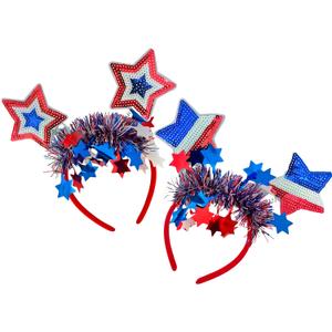 2Pcs 4th of July Headband Patriotic Hair Accessories Red White Blue American Flag Headbands for Women Kids Fourth of July Independence Day USA Patriotic Memorial day Decorations