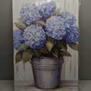 BJYCHG Blue Hydrangea Picture Wall Art Bathroom Decor Hydrangea Canvas Rustic Floral Poster Prints Flowers in Vase Painting Farmhouse Decor Framed (Teal, 36L x 24W)