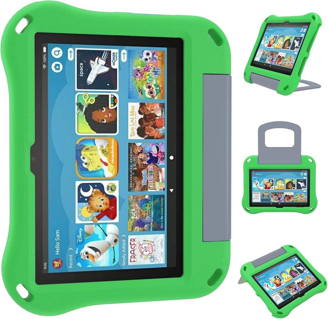 Tablet 8 Case and Cover for Kids-Ubearkk Lightweight Shockproof Kids Friendly Cover Case with Handle Stand (10th/12th Generation,2022/2024 Release),Green