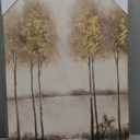 Yihui Arts Hand Painted Tree Painting on Rustic Canvas with Gold Foil Accents - Vertical Landscape Artwork for Farmhouse, Living Room, Bedroom, and Hallway Decor (24"L x 16"W)