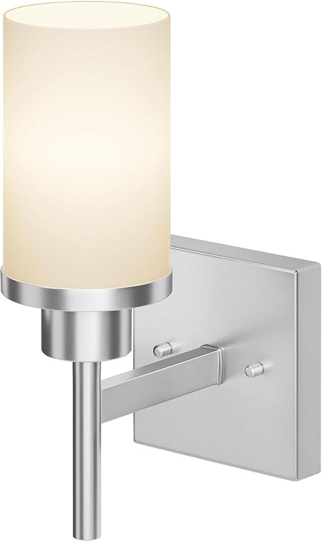 AONEON 4-Light Vanity Lighting Fixtures with White Frosted Glass Shade, Brushed Nickel Bathroom Wall Lamps Over Mirror for Bath Restroom Kitchen T001BR-L4