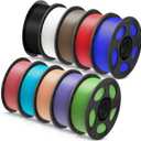 ANYCUBIC PLA Plus (PLA+), 3D Printer Filament 1.75mm Bundle, 1KG Reusable Spool, Black, White, Brown, Red, Blue, Pink, Tropical Turquoise, Peach Pink, Interstellar Violet, Spring Leaf, 10KG in Total