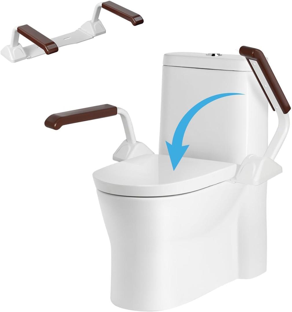 Toilet Safety Rails for Seniors520lbs), Adjustable Toilet Handle for The Elderly and Disabled, Handicap Toilet Safety Frame Grab Bars, Toilet Support Rails