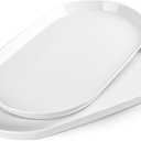 16" Large Serving Platter - Oval Large Serving Tray, Ceramic Turkey Platters, White Platters for Serving Food, Appetizers, Entertaining, Party, Set of 2