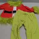 OikMombiu Toddler Baby Christmas Costume Boy Girl Green Monster Furry Shirts and Pants Christmas Halloween Cosplay Party(Green Monster Red Green, 12-18 Months)