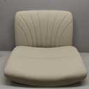 Orange Factory Criss Cross Chair with Wheels Comfy Wide Vanity Desk Chair Dual Base Leather Armless Adjustable Swivel for Home Computer Task (Beige) (Dual Cushion (31.5"- 34"))