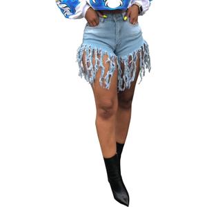 Jean Shorts for Women Frayed Raw Hem Ripped High Waisted Summer Denim Shorts (X-Large, Light Blue/Nf)