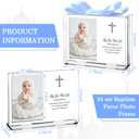 Vercraft 24 Set Baptism Picture Frame 3.5 x 5 Acrylic Baby Shower Baptism Favor Christening Gifts for Boy Girl with Plastic Crystal Boxes and Satin Ribbon Bows for Religious First Communion(Silver)