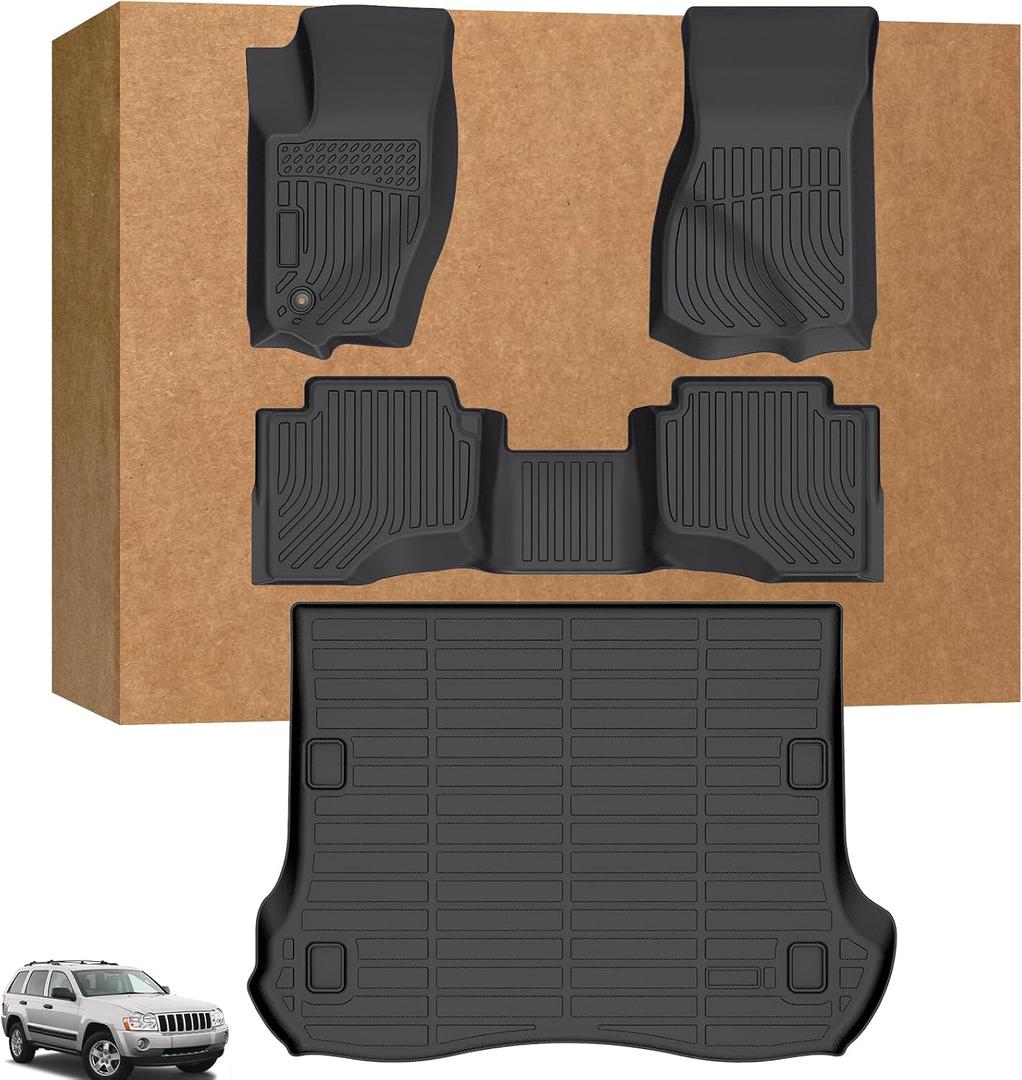 Floor Mats & Cargo Liner for Jeep Grand Cherokee 2005-2010, Grand Cherokee WK Laredo, Limited, Summit All Weather Floor Liners, 2005 Jeep Grand Cherokee Accessories, TPE Duty Waterproof Trunk Liners