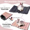 Bunny Bed for Rabbit Cage, Reversible Dual Sided Bunny Bed Mat for Winter & Summer, 13.8x15.8 inch (27.5x15.8inch Unfolded) Washable Fleece Guinea Pig Hideaway Hut Rabbit Bed