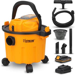 Hoteche 20V Cordless Shop Vacuum Portable Garage & Workshop Vac with 10L Dust Cup, Blowing Function, Quiet Operation