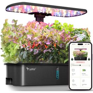LETPOT LPH-Air Hydroponics Growing System Kits, APP & WiFi Controlled Smart Indoor Garden with 24W Grow Light Full Spectrum, 10 Pods Planter Indoor Gardening for Gifts, Kitchen, Vegetable (Black)