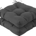 IASEAHK Outdoor Chair Cushions Set of 2, 19" x 19" x 5", Waterproof Outdoor Seat Cushions for Patio Furniture, Fade-Resistant Patio Chair Cushion, Dining Wicker Chair Pads for Porch Garden, Dark Grey