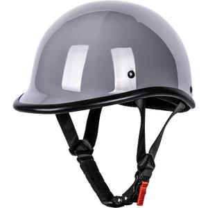 Yesmotor Half Helmet Polo Cap Half Shell Open Face Motorcycle Helmet - DOT Approved(Gray,Small)