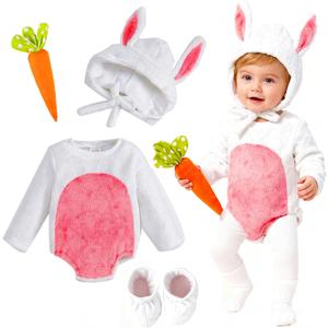 Bunny Ccostume Baby Girls Boys Romper Bunny Onesie Rabbit Hat Easter Outfit Animal Costume Newborn Infant (12-18 Months)