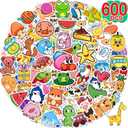600 Pcs Cute Stickers for Kids, Water Bottle Stickers for Teens, Kawaii Vinyl Phone Laptop Skateboard Animal Waterproof Sticker, Bulk Aesthetic Sticker Packs for Boys Girls Teacher