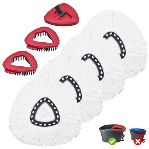 Mop Heads Replacements for Ocedar, Mop Replace Head for O Cedar, Mop Heads for O Cedar, Mop Replace Head for Cedar, Mop Heads for O Cedar Spin Mop Include 4 Mop Refills 2 Scrubber Mop Head 1 Mop Base